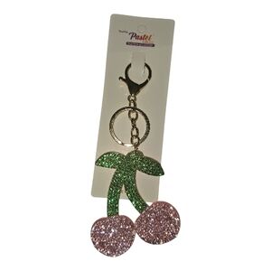 NWT Sparkling Cherry Keychain - Green and Pink